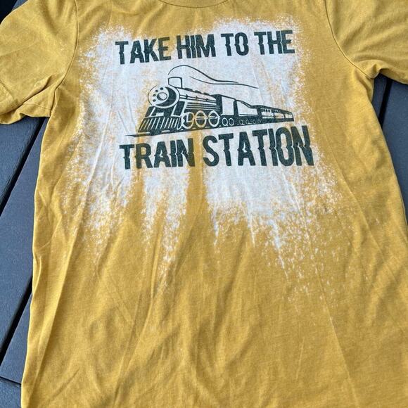 Canvas TAKE HIM TO THE TRAIN STATION T-shirt, short sleeve crewneck  Men's S - Picture 2 of 5